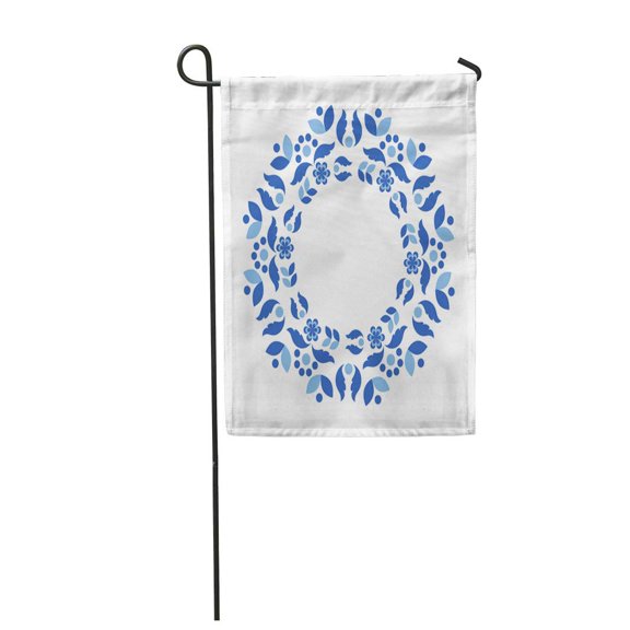 SIDONKU Circle Scandinavian Folk Stock of Finnish Nordic Swedish Norvegian Floral Wreath Garden Flag Decorative Flag House Banner 28x40 inch
