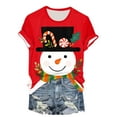 thumbnail image 6 of larppty Women Crew Neck Cute Snowman with Hat Graphic Fall Shirts Casual Christmas Tee Family Tops (White, M), 6 of 7