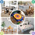 thumbnail image 4 of Colorful Tie Dye Star Pattern Rectangle Tablecloth 60"x84",Waterproof Polyester Rectangle Table Cloth, Wipeable Spillproof Polyester Tablecloth for Dining, Camping, Indoor and Outdoor, 4 of 5