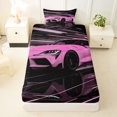 thumbnail image 3 of Castle Fairy Neon Sports Car Twin Sheet Sets 3pcs for Teens, Light Trail Race Bedding for Girls Bedroom, Pink Black, 3 of 6