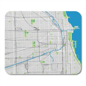 SIDONKU Street Chicago Map Ultra Detailed Area City River Neighborhood Park Michigan Skyline Mousepad Mouse Pad Mouse Mat 9x10 inch