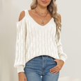 thumbnail image 5 of Tii.MM Womens Cold Shoulder Sweaters Fall Oversized Long Sleeve Pullover Tops Trendy Casual V Neck Sweater, 5 of 6