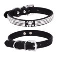 thumbnail image 1 of S-CP376-4 Negro - Collar ajustable de 2 piezas de piel sintética con diamantes de imitación para perros y gatos pequeños, 1 of 5