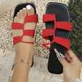 thumbnail image 2 of Xfvqtps Slide Sandals for Women Flat Toe Ring Hollow out Summer Sandals Red, 2 of 9