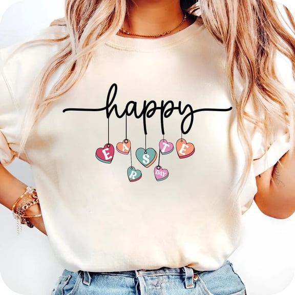 Easter Day T-Shirt, Cute Easter Bunny Graphic Tee for Women and Kids, Spring Holiday Shirt, Pastel Sublimation Easter Outfit