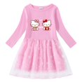 thumbnail image 4 of Hello Kitty Girl vestido dulce de algodón primavera y otoño nueva falda de princesa de manga larga con estampado de dibujos animados para niños estrella Luna red hilo, 4 of 5