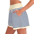 thumbnail image 5 of CALAFEBILA Shorts for Women Striped Casual Summer Knit Shorts Women Drawstring Comfy Shorts, 5 of 6