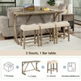 thumbnail image 4 of LUCKHAO 4-Piece Counter Height Bar Table Set with Socket and 3 Fabric Padded Bar Stools, Tall Kitchen Breakfast Dining Table Set with Stools, 4 of 11