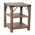 thumbnail image 2 of BizChair Modern Farmhouse Wooden 3 Tier End Table with Black Metal Corner Accents and Cross Bracing, Rustic Oak, 2 of 11