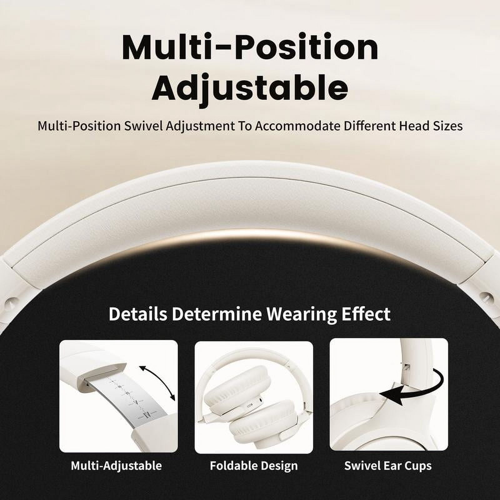 Botesty Sound Wireless Bluetooth Headphones, Over-Ear, Hi-Res Audio, 65 Hours Battery Life, Foldable Design, Lightweight and Portable, with Microphone for iOS/PC/Android, Ideal for Home Office