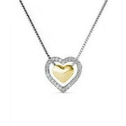 Cate & Chloe Susan 18k White Gold Plated Women's Necklace with Yellow Gold Heart, Swarovski Crystals