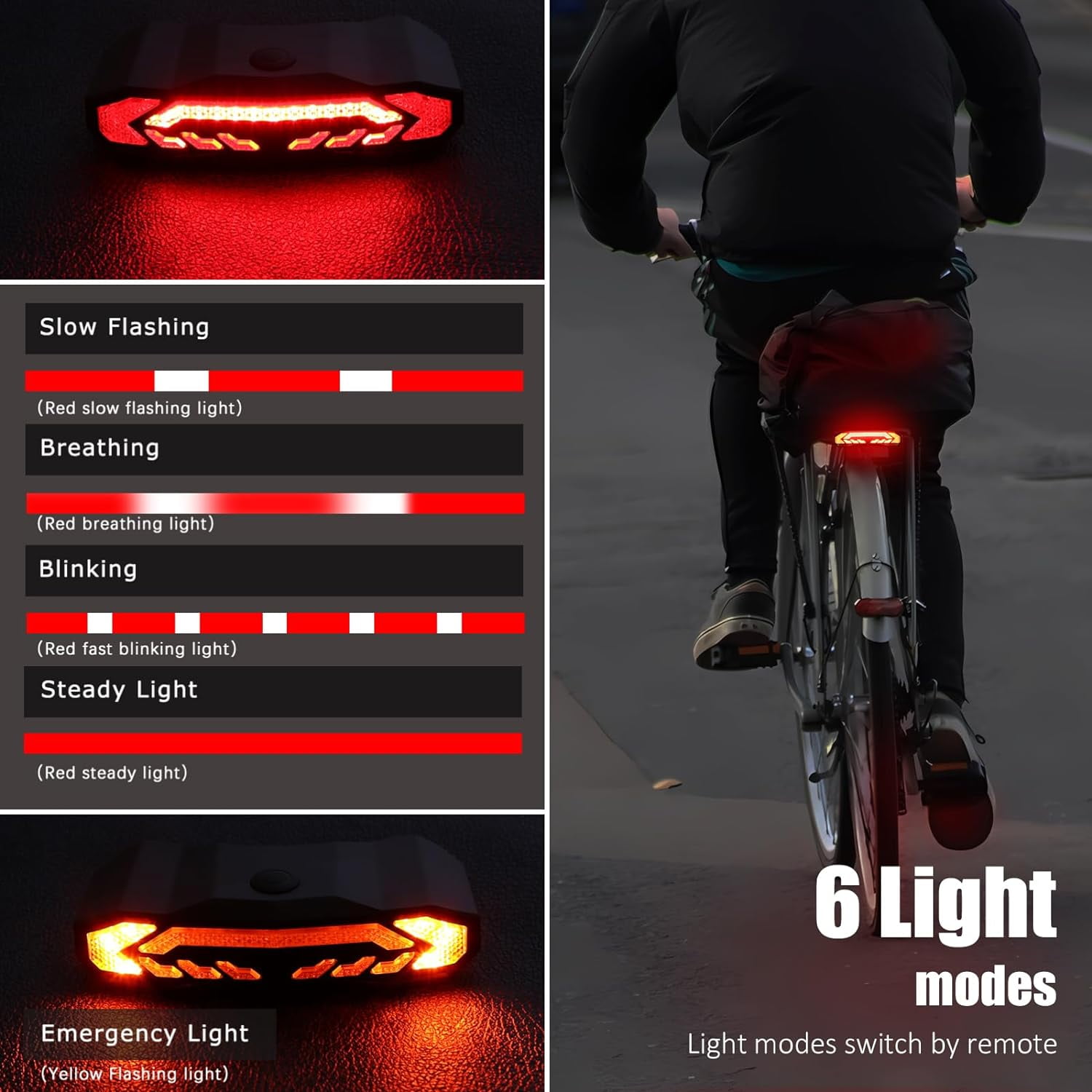 USB-C Rechargeable Bike Tail Light with Turn Signals, Brake Light & 110dB Horn - Wireless Anti-Theft Alarm, 160 Lumen, Auto Sensor - Essential for Night Riding Safety
