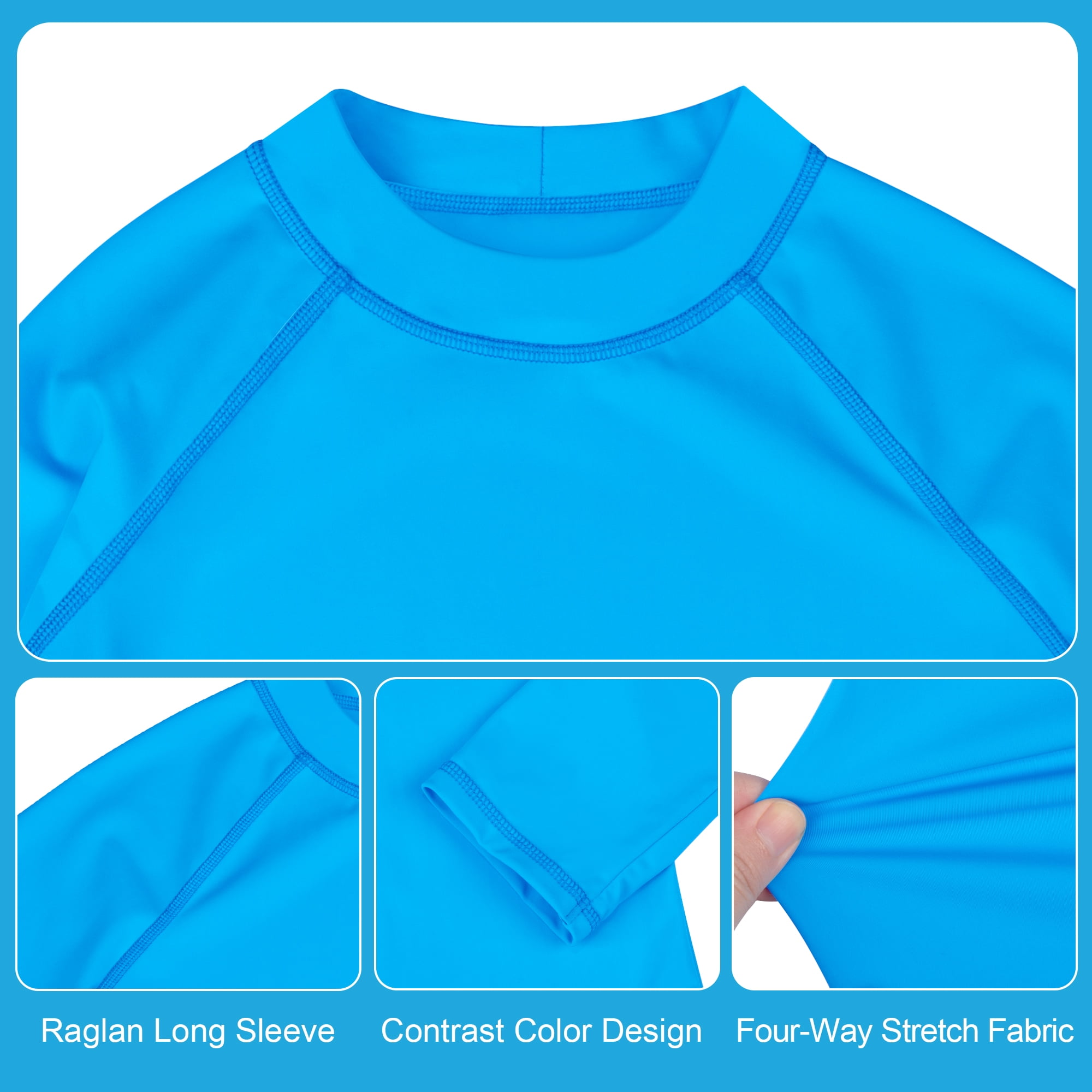 BIG ELEPHANT 3 Pack Kids Rash Guard Swim Shirt UPF 59+ Long Sleeve Rashguard Swimwear Surf Tops Sun Protection for Boys Girls