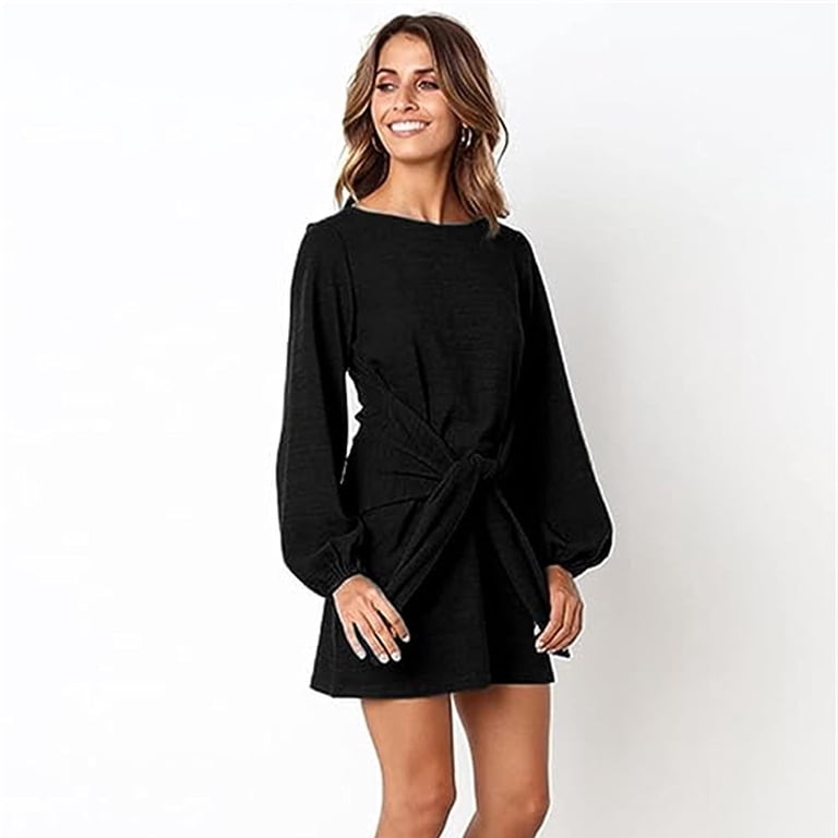 Women Elegant Square Neck Lantern Long Sleeve Mini Ruched Bodycon Dress  Stretch Mesh Slim Party Cocktail Dresses Black Small - Walmart.com