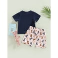 thumbnail image 3 of Easter Baby Boy Short Sleeve Letter Print T-shirt Tops Carrot/Bunny Shorts Toddler 2Pcs Easter Clothes, 3 of 8