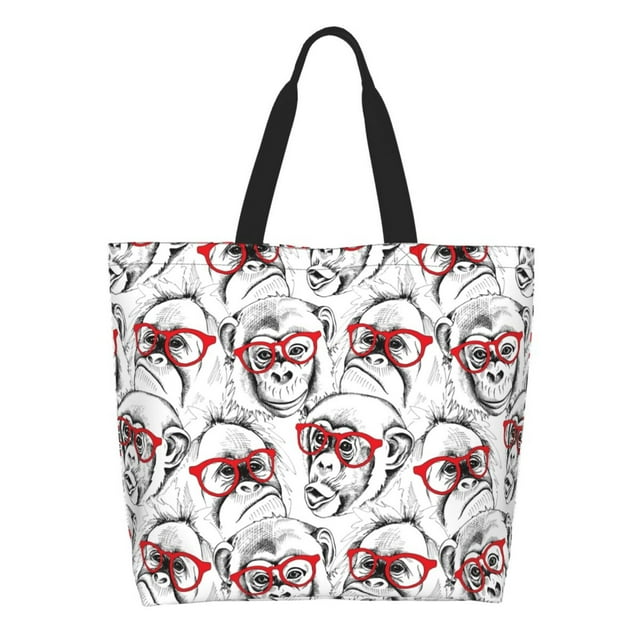 Balery Monkey Bolsa Tote Estilo Estético con Cremalleras, Bolsa de Hombro, Bolsa de Compras Grande y Plegable