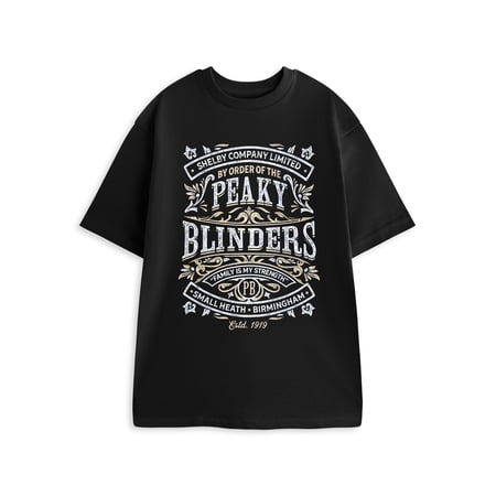 Peaky Blinders Family Is My Strength Mens Black Short Sleeved T-Shirt | 3XL | Made by Vanilla Underground
