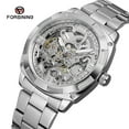 thumbnail image 4 of FORSINING Montre Automatique Rétro de Luxe pour Homme avec Cadran Squelette, Bracelet en Acier Inoxydable Étanche, Argent, Sac OPP Inclus, 4 of 6