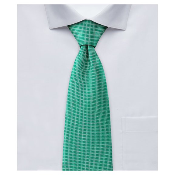 Jacob Alexander Boys' 14 inch Woven Subtle Mini Squares Pre-Tied Clip-On Neck Tie - Mint Julep