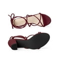 thumbnail image 5 of BLISSFUL STEP Women's Shoes Open Toe Lace Up Block Heel Strappy Heels Burgundy 7, 5 of 8