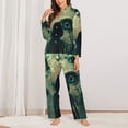 thumbnail image 2 of Rateoe Eyes Watching In The Dark Pattern Womens Pajamas Set Long Sleeve Sleepwear Button Down Nightwear Soft Cotton Pj Lounge Sets-XX-Large, 2 of 7