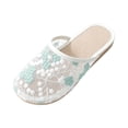 thumbnail image 3 of CHWshoes 2026 Floral Embroidery Breathable Sheer Mesh Lace Slip on Dressy Casual Walking Shoes Mint Green Size 41, 3 of 6