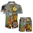 thumbnail image 5 of LYXSSBYX Mens Shorts Cargo Clearance Men's Fashion Short Sleeve Shorts Two Piece Casual Shirt Suit, 5 of 8