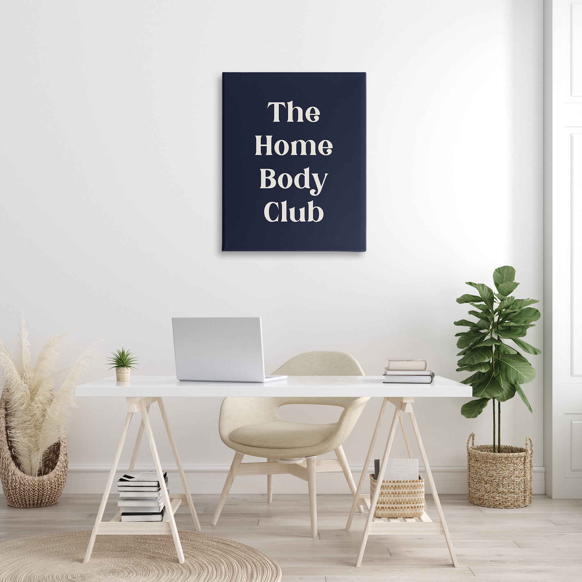 Stupell Industries Minimal Homebody Club Typography Painting Gallery Wrapped Canvas Art Print Wall Art, 30 x 40