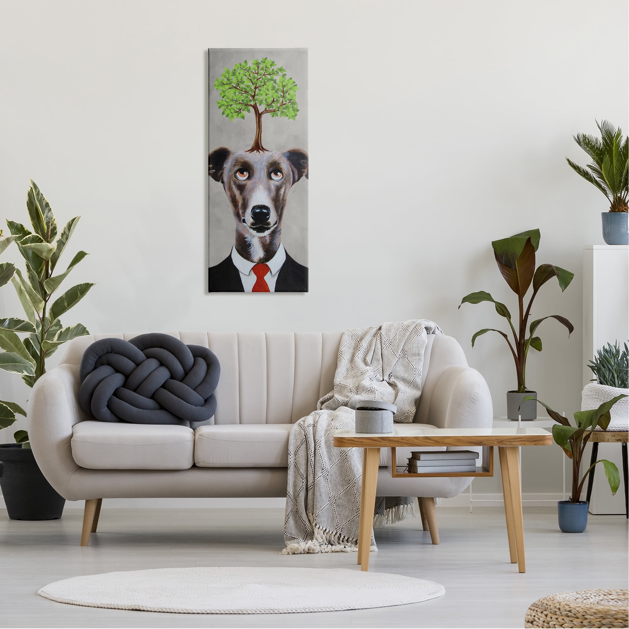 Stupell Industries Tree Growing Dog In Suit Animals & Insects Painting Gallery Wrapped Canvas Print Wall Art