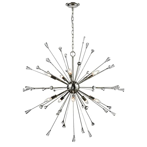 ELK Lighting 33031/10 Sprigny 10 Light Chandelier In Polished Nickel With Clear Crystal