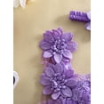 thumbnail image 6 of Loicainy Toddler Baby Girl Bodysuit Dress 3 6 12 18 24 Months Flower Embroidery Tie-Up Mesh Romper Bow Headband 2 Piece Set, 6 of 9