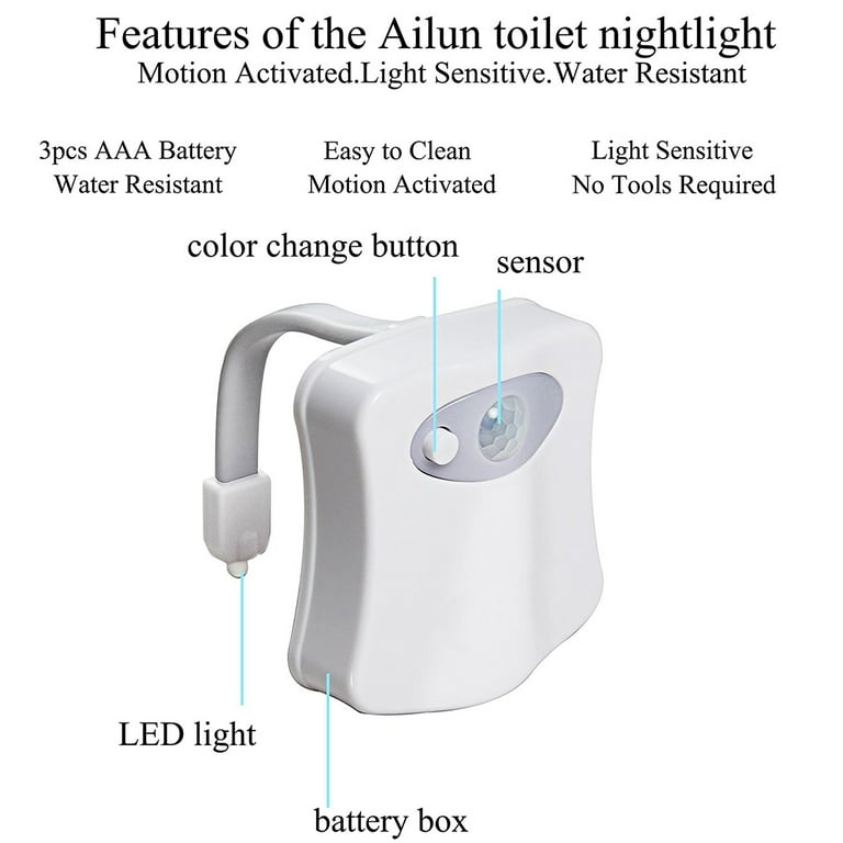 Toilet Bowl Light Bathroom Night Light for Washroom Cool Fun 8 Colors  Changing