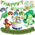 thumbnail image 2 of Decoración de fiesta de cumpleaños de dinosaurio, decoración de fiesta de cumpleaños de dinosaurio, suministros para fiestas temáticas de selva, decoración de fiesta de cumpleaños de selva, materiales ecológicos, 2 of 7