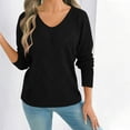thumbnail image 4 of Crochet Knit Sweaters for Women Long Sleeve Pullover V Neck Lightweight Tops Black L, 4 of 6