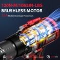 thumbnail image 2 of Taladro inalámbrico SundpeyPRO 21V sin escobillas con torque de 1060 in-lbs, 2 of 9