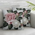 thumbnail image 3 of Flower Throw Pillow Cushion Cover, Romantic Watercolor Design Romantic Big Roses and Leaves Buds Hand Colored Simplistic Art Image, Decorative Square Accent Pillow Case,, 3 of 5