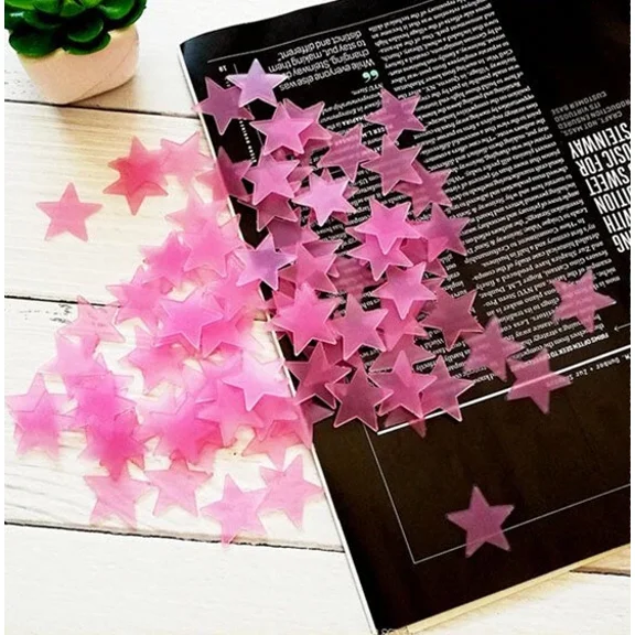Pink 300 3D Home Wall Ceiling Glow In The Dark Stars Kids Room Plastic Stickers