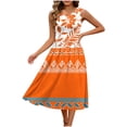 thumbnail image 7 of Gamivast Bohemian Dress for Women Tribal Ethnic Print Crew Neck Sleeveless Sundress Casual Summer Style Midi Dress Boho Beach Outfits A-Line Sun Dress, 7 of 7