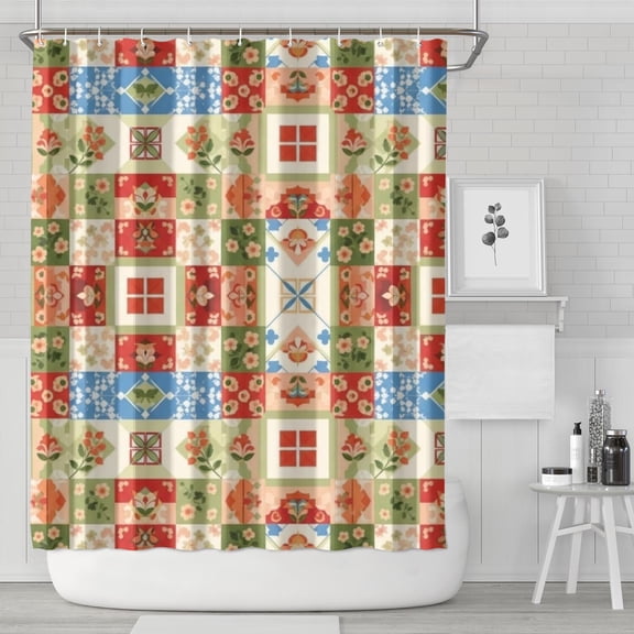 Pioneer Flower Floral Print Pattern Shower Curtain 84"x72", Bathroom Decorative Shower Curtain Set with 12 Hooks, Waterproof Washable