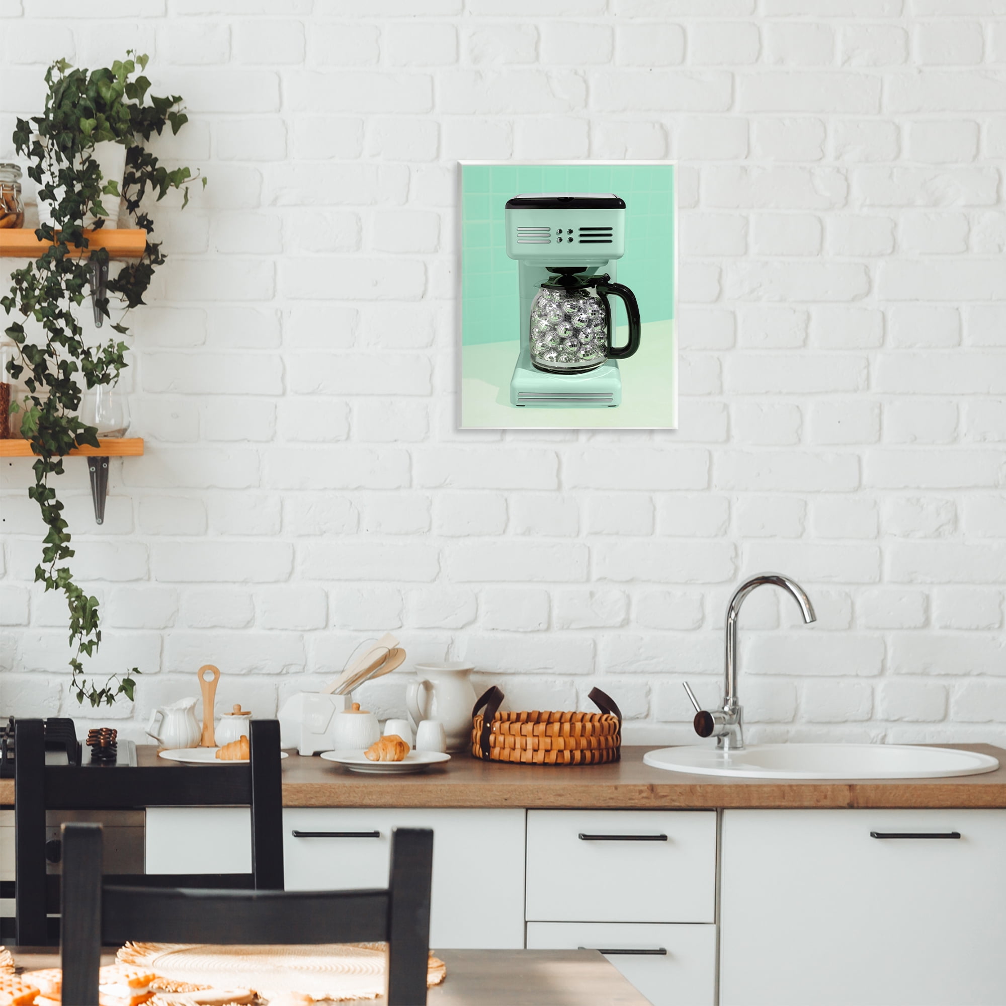 Stupell Industries Disco Coffee Maker over Green Wall Plaque Art, design by LISH Creative