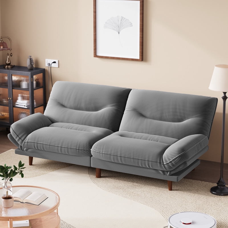 Furmax Futon with Five Angles Adjustable Armrests and Adjustable Backrest Futon Sofa Couch for Small Spaces Living Room Office,Dark Gray