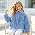 thumbnail image 6 of Grblisyd Girls Fuzzy Outerwear Jacket Kids Soft Oversized Jackets Zip up Hoodie Warm Sweatshirt with Pockets 3-12 Years, 6 of 6