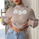 thumbnail image 4 of Suéter de cuello alto para mujer, otoño e invierno, color liso, cuello semialto, camiseta de fondo, suéter, top de mujer, tops acrílicos, 4 of 7