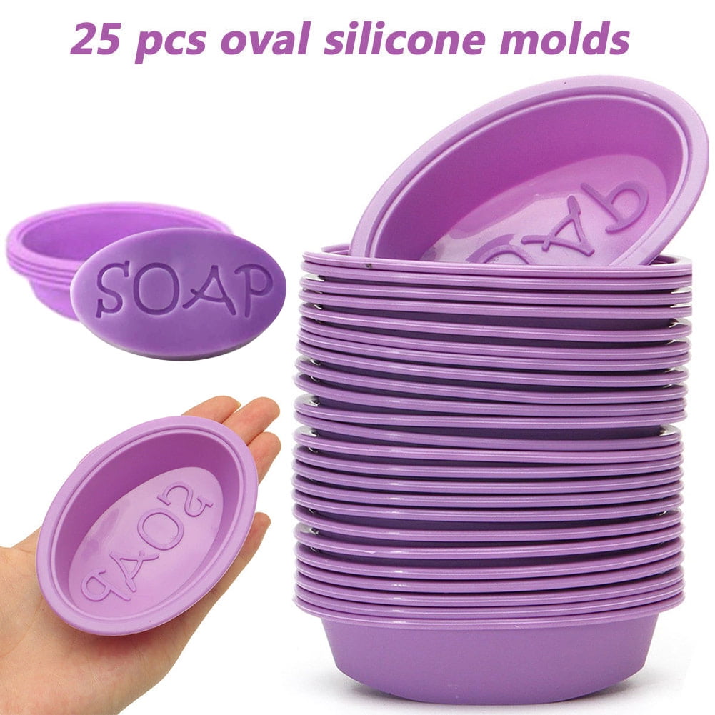 25Pcs/Set Silicone Oval Soap Molds Baking Mold Cupcake Liners Handmade