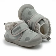 HsdsBebe Toddler Baby Boys Girls Cozy Furry Sneakers Non-Skid Dot Soft Warm Running Walking Shoes Kids Ankle Boots