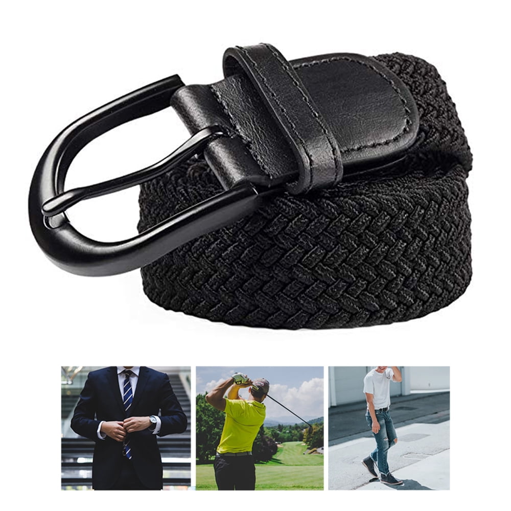 Men's Casual Fashion Belt Faux Leather Stretch Elastic Belts Unique Grey Color