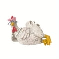thumbnail image 1 of Billuyoard Estatua de pollo de resina, estatua de gallo para jardín y decoraciones, adecuada para el hogar, la oficina, el escritorio, la Decoración blanco Gallina reclinada, 1 of 6
