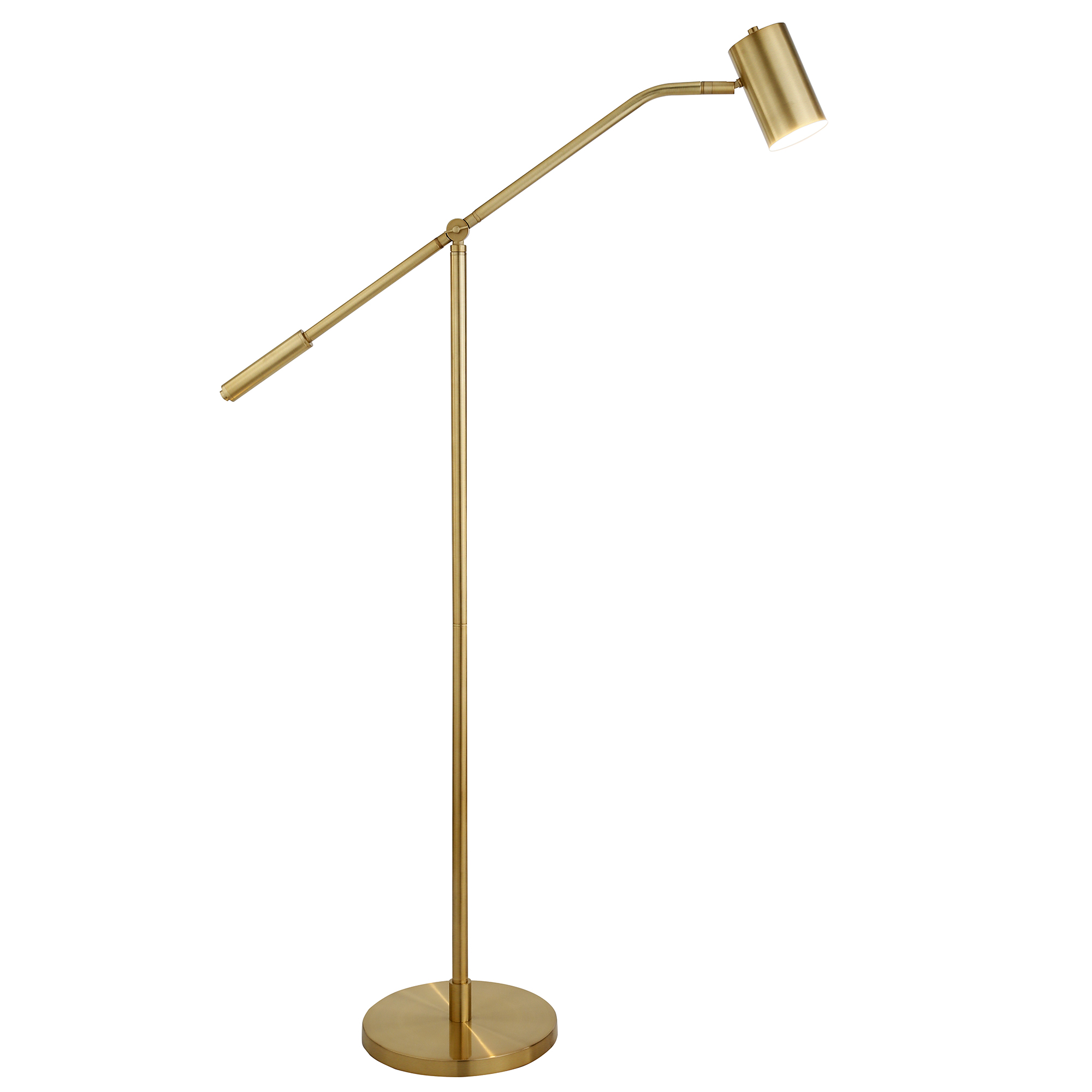 Evelyn&Zoe Willis Pharmacy Floor Lamp with Metal Shade, Brass/Brass