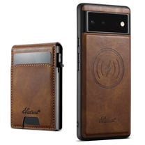 for Google Pixel 6 Wallet Case with Card Holder,Compatible With Magsafe 2 in 1 Detachable Vintage Magnetic Wallet Case,PU Leather Kickstand Shockproof Anti-fall Thin Fit Phone Case,Brown