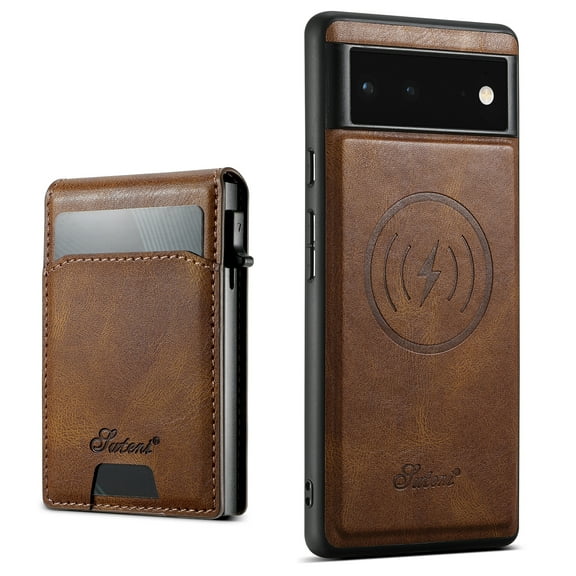 Compatible With Magsafe 2 in 1 Detachable Wallet Case For Google Pixel 9 Pro XL with Card Holder Women Men,Magnetic PU Leather RFID Blocking Flip Kickstand Card Slots Shockproof Phone Case,Brown